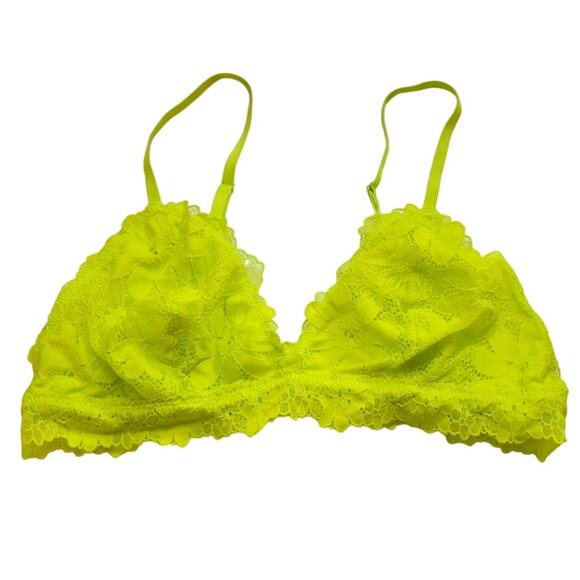 NWT Aerie Chartreuse Floral Lace Triangle Bralette Festival‎ Coquette Fairy -  M - Picture 1 of 5